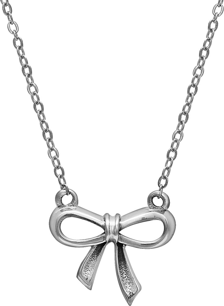 Sterling Silver And Glittered Bow Necklace 001-605-00190, Minor Jewelry  Inc.