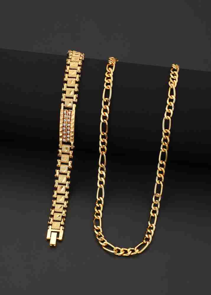 JMK Fashion Brass Gold Plated Chain Bracelet For Boys Men Gold plated Plated Alloy Chain Set Price in India Buy JMK Fashion Brass Gold Plated Chain Bracelet For Boys