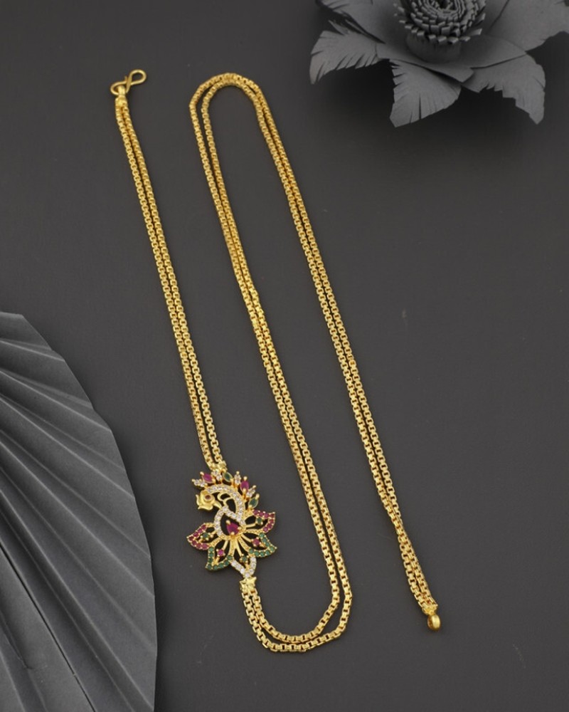 One Gram Gold New Designer Mop Chain Gold Necklace For Women/Girls 24 Inch Long  Chain