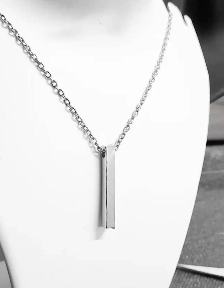 Dynamic Retail Global Vertical Bar Chain Cuboid Stick Locket Pendant  Necklace Fashion vm583 Sterling Silver Plated Stainless Steel Necklace Set  Price in India - Buy Dynamic Retail Global Vertical Bar Chain Cuboid