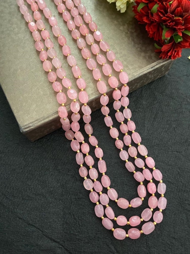 Vintage Pink popular Jade beaded necklace