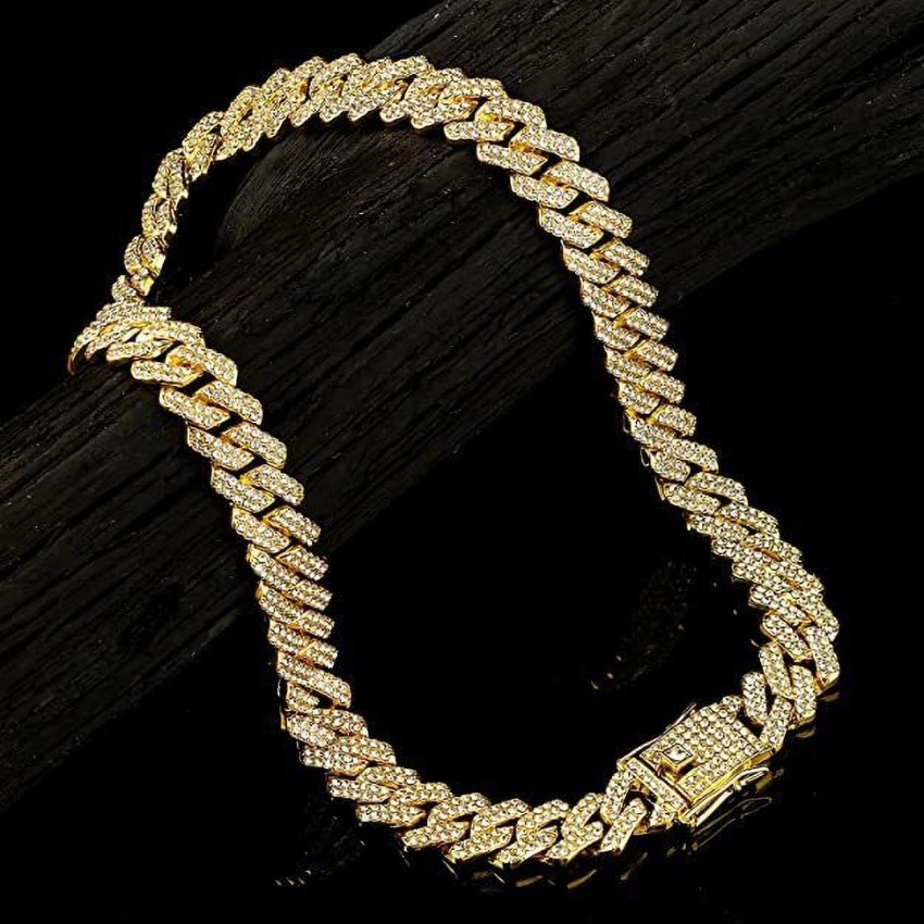 Buy KRYSTALZ Men Mc Stan Hindi Pendant Cuban Link Necklace Iced Out 13MM  Bling Diamond Chain Miami Hip Hop Jewelry (Gold) at