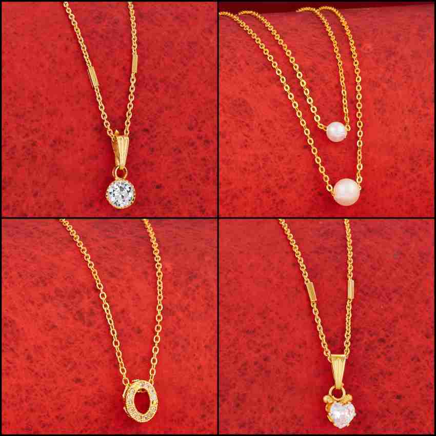 BOGHRA SALES Excellent Finish Combo of 4 Necklace Pendant Chain for  Women,Girls Cubic Zirconia, Diamond Gold-plated Plated Copper, Alloy  Necklace Price in India - Buy BOGHRA SALES Excellent Finish Combo of 4