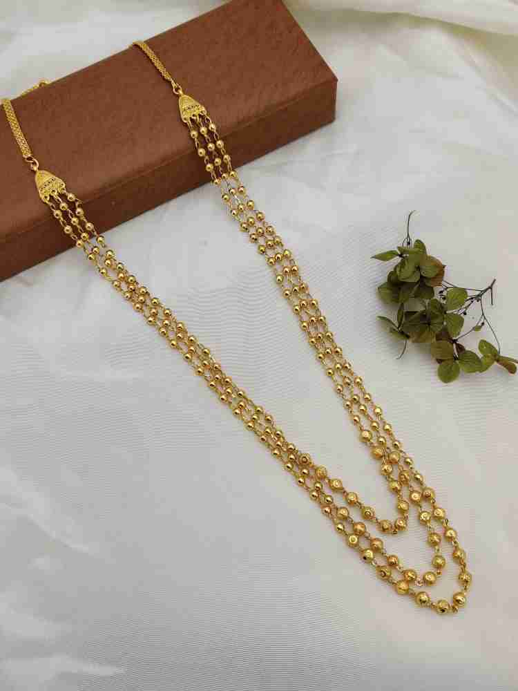 DHARM JEWELS Fancy Gold Plated 3 Layer Gold Mala For All age women