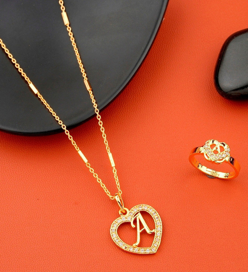 Jewel WORLD A name letter stylist Gold plated pendant necklace
