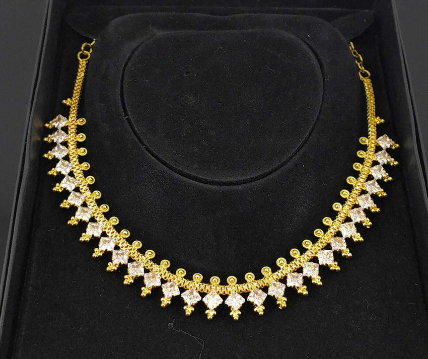 AFJ GOLD One Gram Gold Plated Traditional Trendy Stylish White stone Copper Necklace. Gold plated Plated Copper Necklace Price in India Buy AFJ GOLD One Gram Gold Plated Traditional Trendy Stylish Whi...