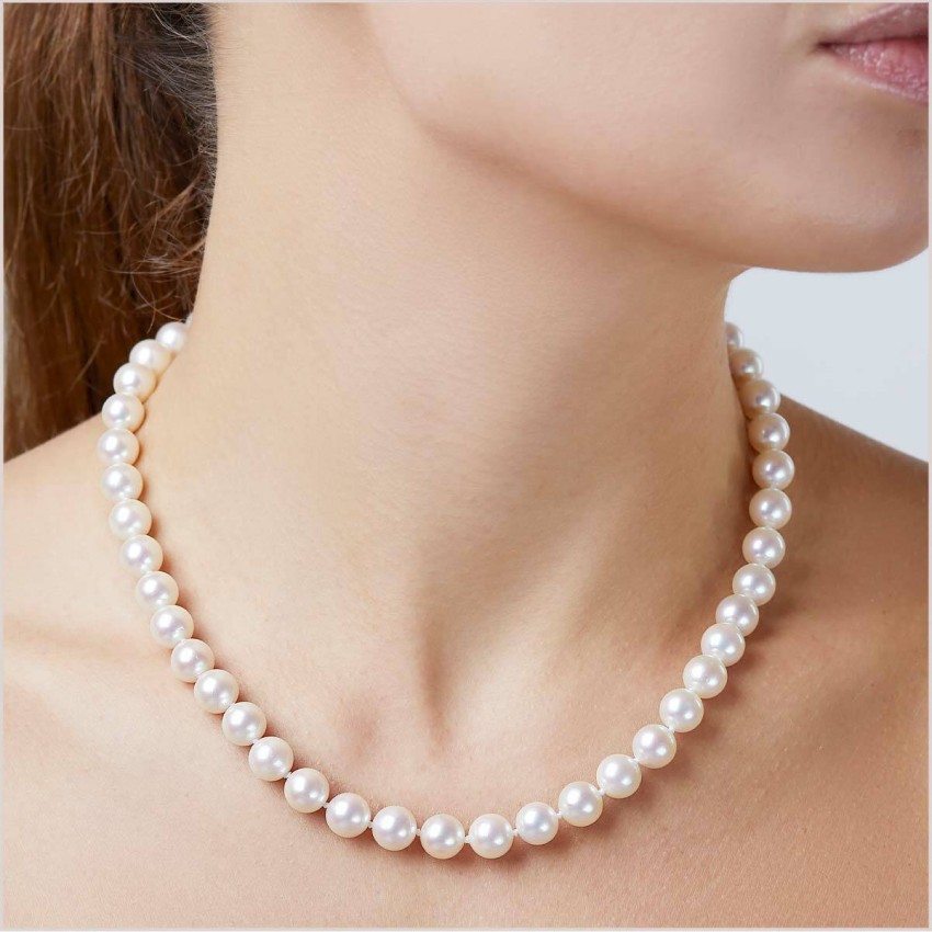 tirupaticollection Single Line White Pearl Necklace Gift For