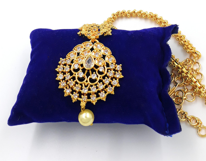 Anujeet Fashion Hub Gold Plated Covering Long Chain with AD stone
