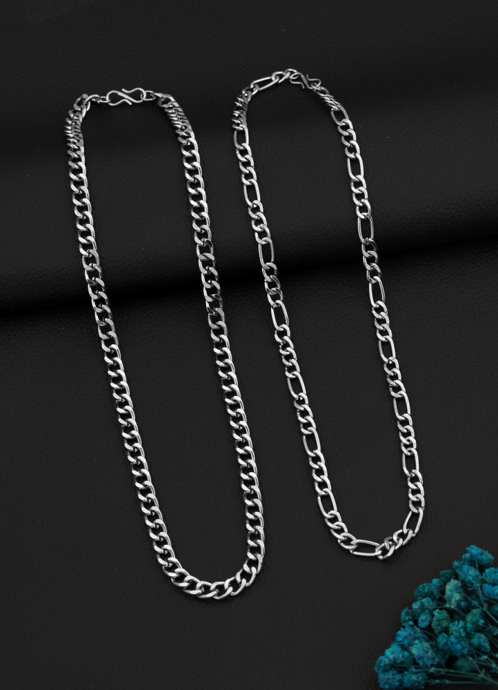 King of World Fashion Silver Style A Pack of Two Chains for Men Silver Plated Alloy Chain Price in India Buy King of World Fashion Silver Style A Pack of Two