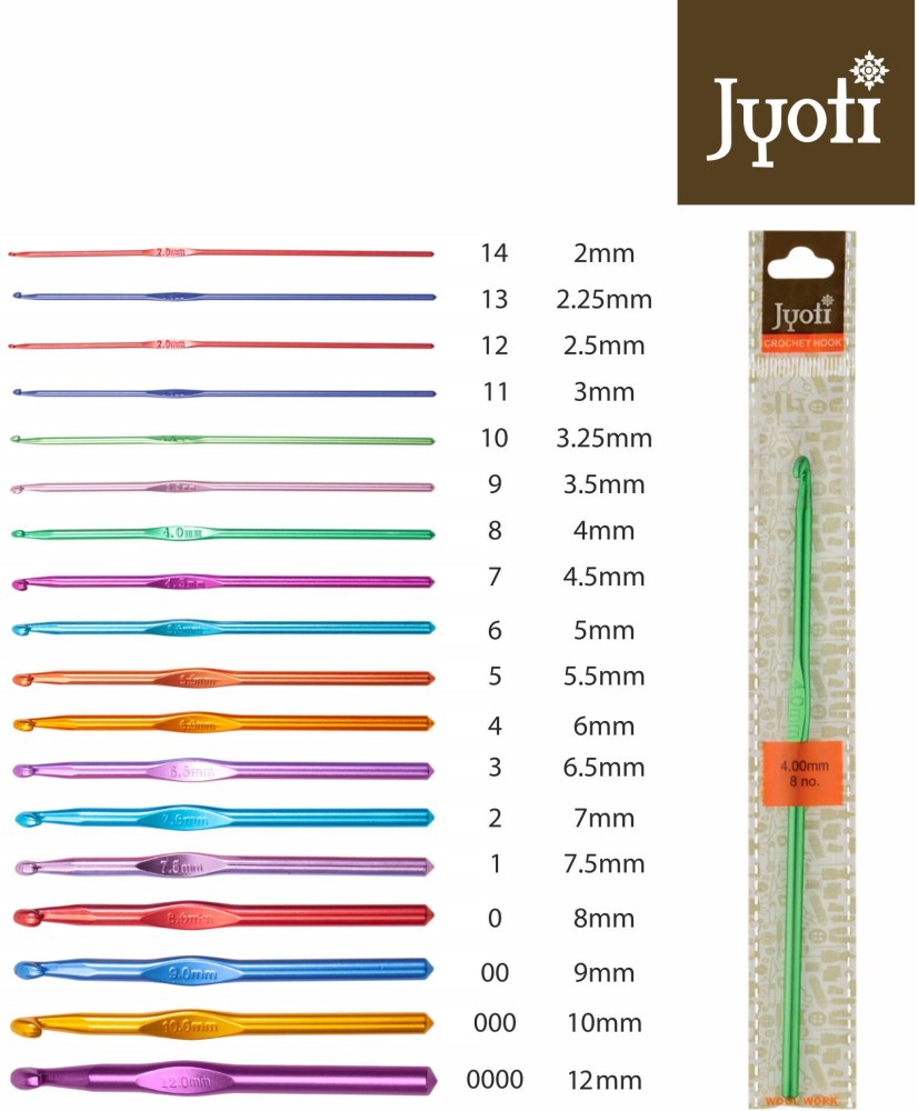 Jyoti Crochet Hooks - Aluminium (1 Piece of Colored 6 Inch / 15cm of Size  6mm in a Card) - Pack of 5 Cards Hand Sewing Needle Price in India - Buy