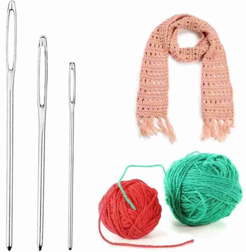 Large-Eye Needles Steel Yarn Knitting Needles Sewing Needles Darning  Needle, 9 Pieces (Pointed)