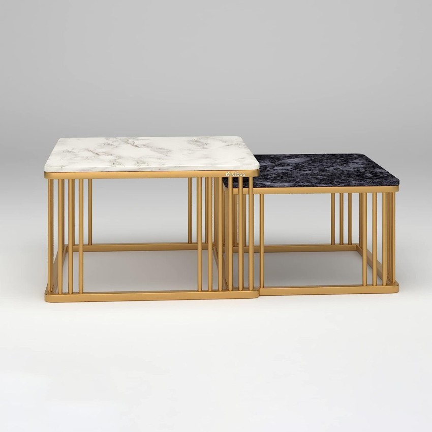 Buy Anikaa Devon Nesting Table with Real Marble Coffee Table for