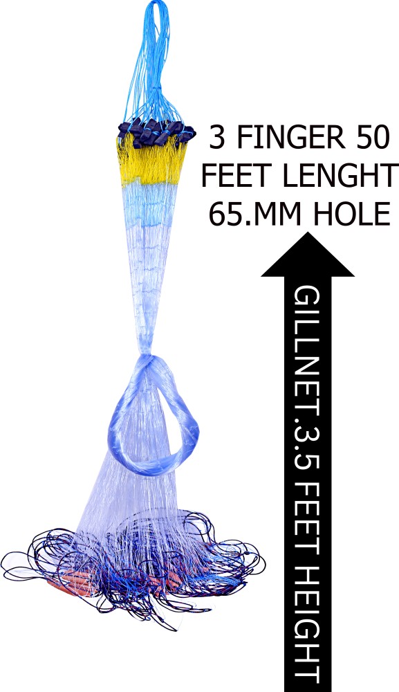 YASHNET 3 finger 60mm gillnet kathijaal 3.5 feet height 60feet long length  twine 15mm Fishing Net