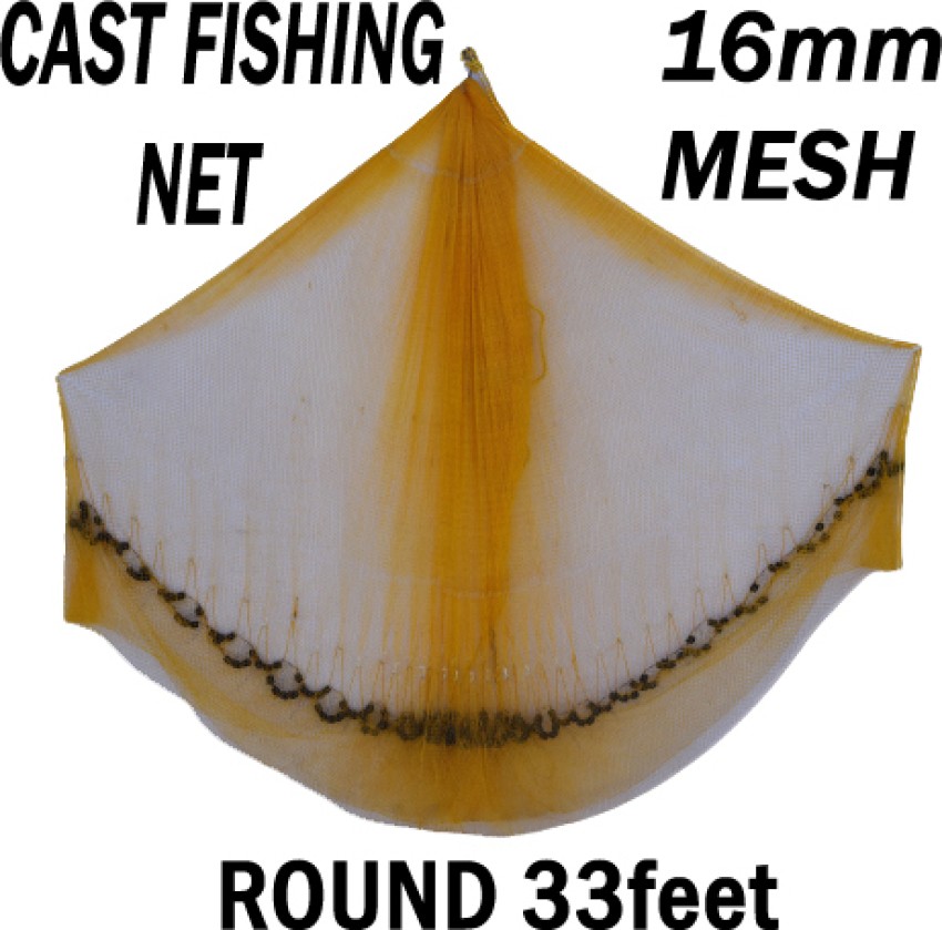 PURKAIT FISHNET CAST FISHING NET 16mm, NYLON THREAD, IRON SINKER