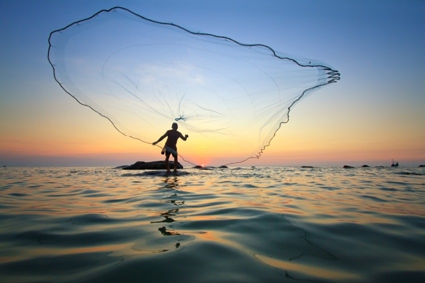 Adlo Pure Nylon Hand Throw Fishing Net (Size: HT : 7 to 8 ft