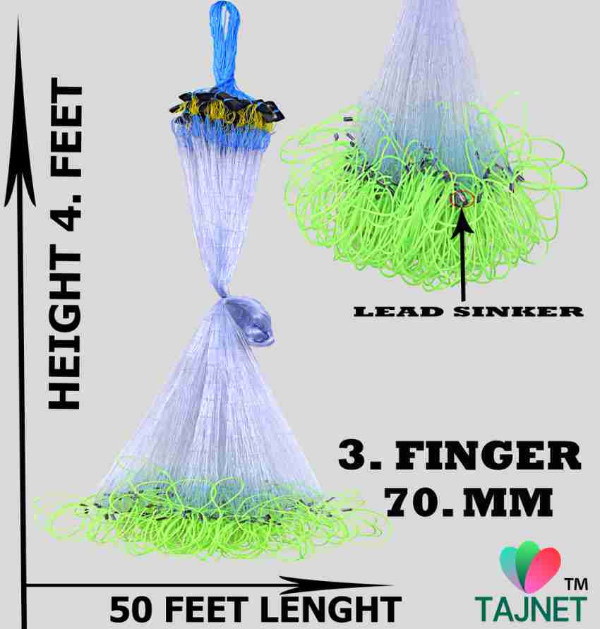 TAJNET GILLNET 1 FINGER 30MM,HEIGHT 5FEET,LENGHT 50 FT UPPER LENGHT 100FT,  DOWN Aquarium Fish Net