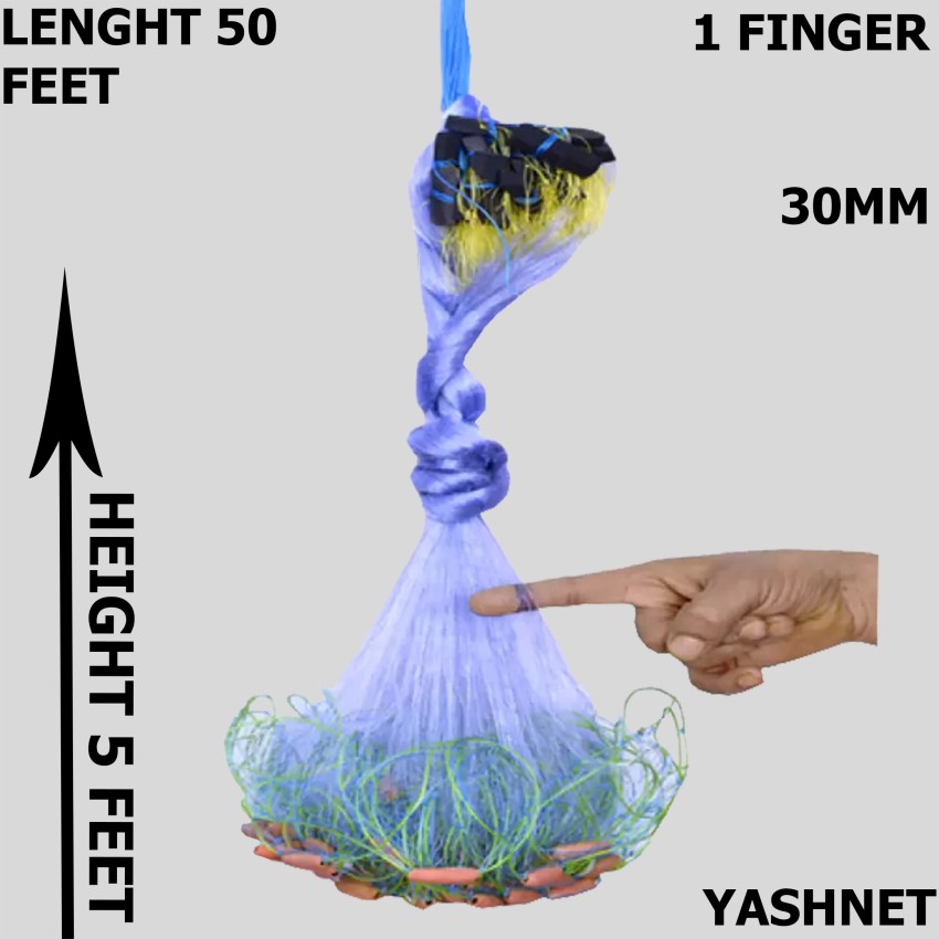 YASHNET 1 FINGER GILLNET 25MM HOLE SIZE 50TO60 FEET LENGTH Fishing Net