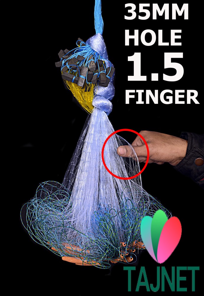 TAJNET GILLNET 1.5 FINGER 35MM,HEIGHT 3.5FEET,LENGHT 50 FT UPPER LENGHT  100FT, DOWN Aquarium Fish Net