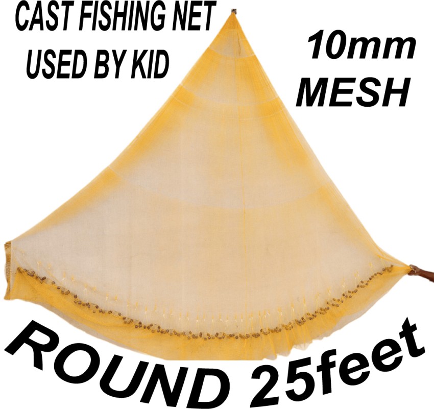 A to Z CAST EASILY USED BY KIDS,HEIGHT 6.6ft,ROUND25ft,10mm MESH,WEIGHT 2kg  Fishing Net