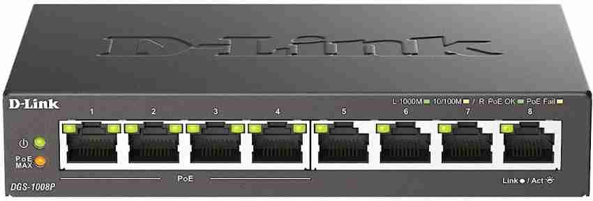 D-Link Network Switch 8-Port PoE Gigabit - (DGS-1008P)