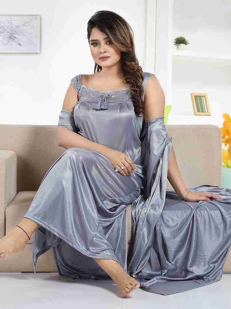 Buy Life-Tale Women Multicolor Lace Satin Nighty Online at Best