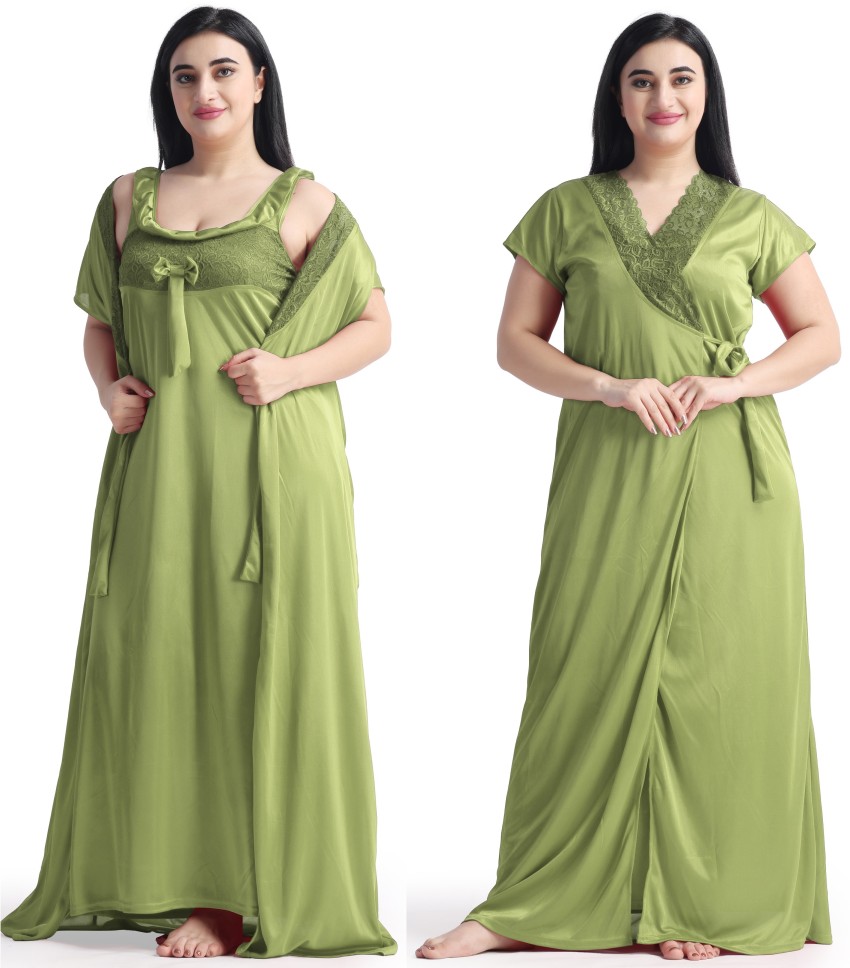 Night Heels Women Nighty with Robe - Buy Night Heels Women Nighty with Robe  Online at Best Prices in India | Flipkart.com