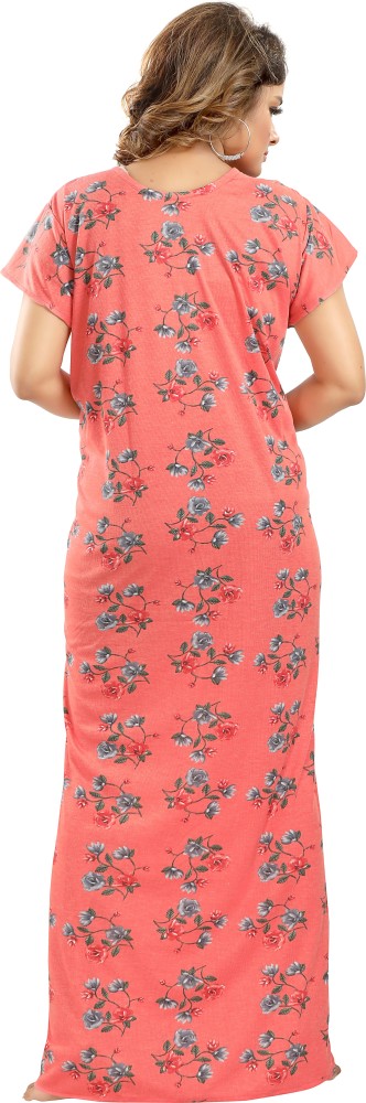 Fomti Women's Full Sleeve Hosiery Night Dress / Nighty in Maternity Wear  (Multicolor)
