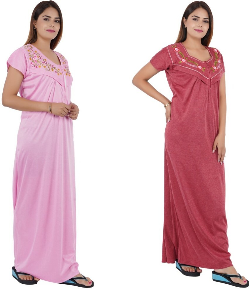 TIGYWIGY Women's Cotton Embroidery Feeding Nighty/Maternity Dress/Night Gown