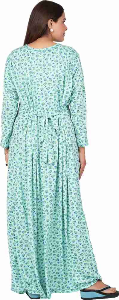 Buy INSTRY Women's Printed Hosiery Cotton Full Sleeve Nighty Nightgown Maxi  FSX-054-XXL Blue at