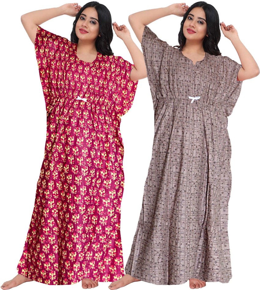 Buy Women's Pure Cotton Nighty in Plus Size Nighty for Women XXL to XXXL  Cotton Maxi Red at
