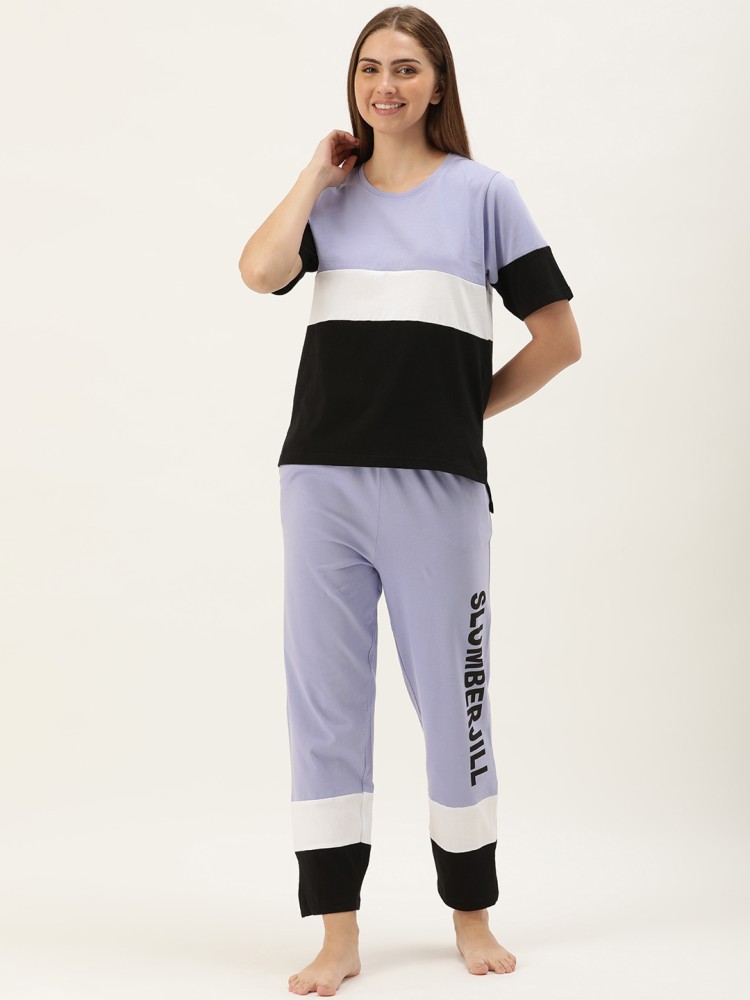 Slumber Jill Pink & Grey Color-Block T-Shirt With Lounge Pants