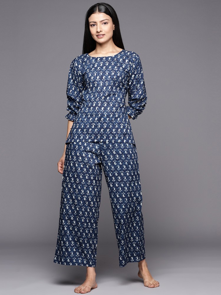 LIBAS Women Printed Blue Night Suit Set Price in India - Buy LIBAS Women  Printed Blue Night Suit Set at  Night Suit Set