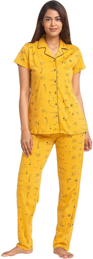 JULIET Women Printed Yellow Night Suit Set Price in India - Buy