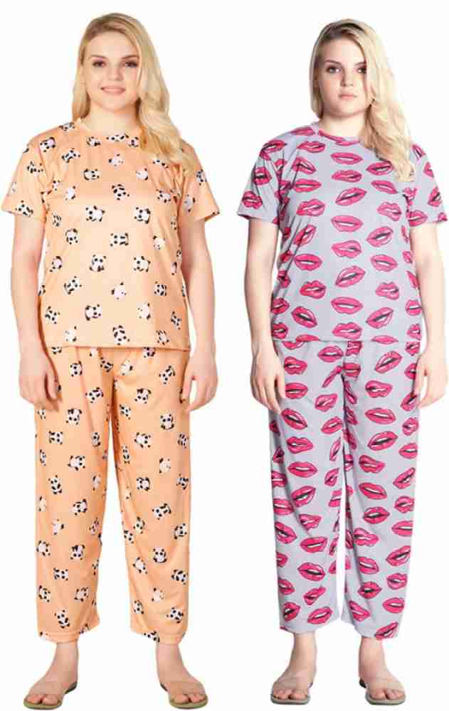 Plus Size Cute Pajama Set, Women's Plus Strawberry & Flower Print Short  Sleeve Round Neck Top & Pants Loungewear Two Piece Set