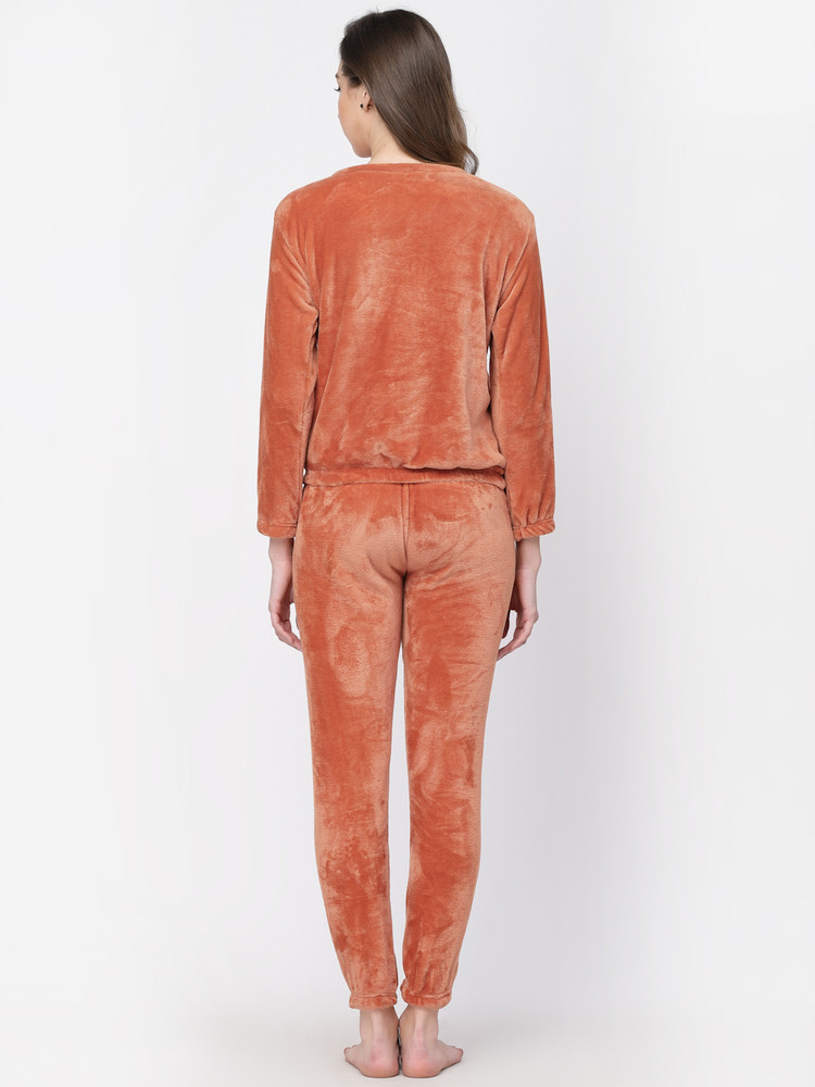 Arrabi Women Solid Orange Top Pyjama Set Price in India Buy