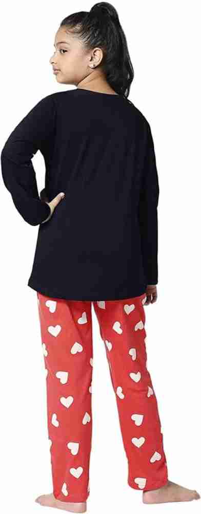 Buy SMILERA Girls Cotton Pyjama Set Nightsuit (Size: 8-9 Years, Top:Black  with Multicolor,Bottom: Black with pink) Online at Best Prices in India -  JioMart.
