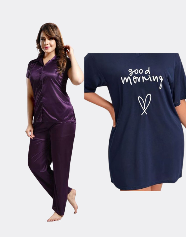 clothus Women Solid Purple Night Suit Set Price in India Buy clothus Women Solid Purple Night Suit Set at Flipkart Night Suit Set
