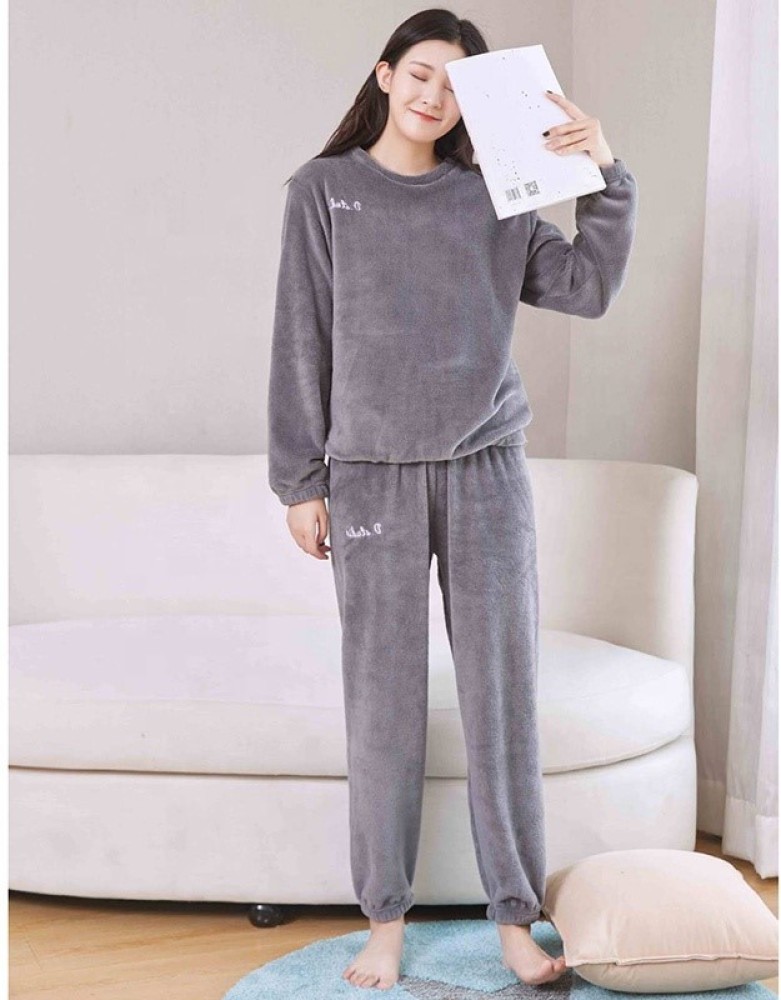 Lugo Women Solid Grey Night Suit Set Price in India - Buy Lugo