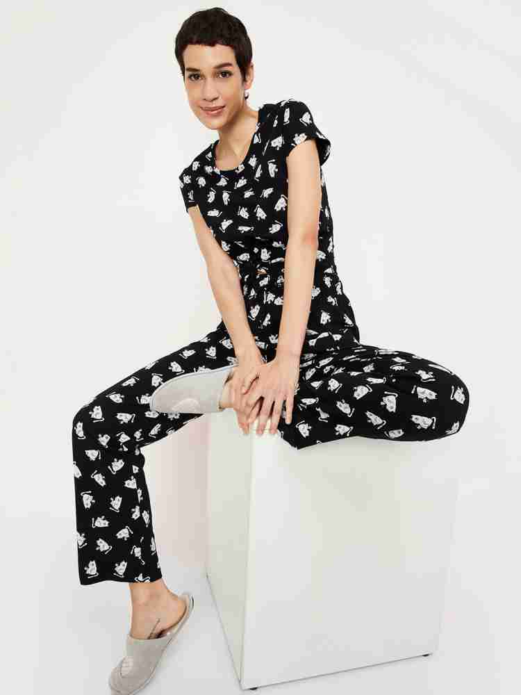 MAX Women Printed Black Night Suit Set Price in India Buy MAX Women Printed Black Night Suit Set at Flipkart Night Suit Set