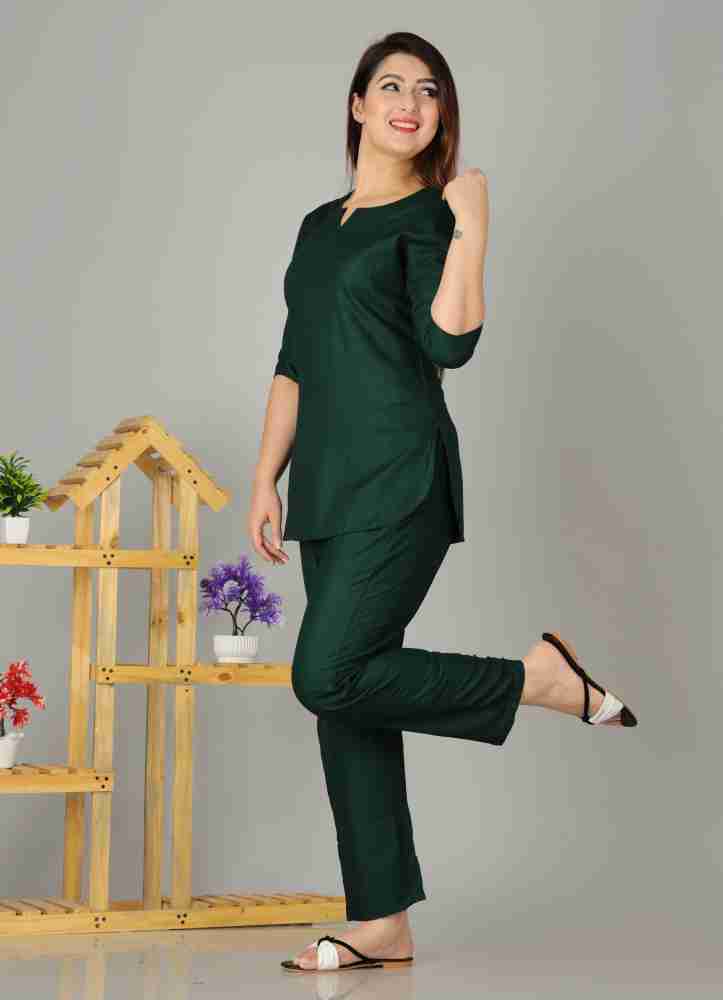 LAOMI Women Solid Dark Green Night Suit Set Price in India Buy LAOMI Women Solid Dark Green Night Suit Set at Flipkart Night Suit Set