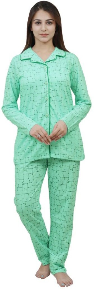 Floral Printed Night Suit (GREEN) – Yash Gallery