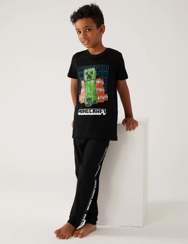 MARKS SPENCER Boys Printed Black Top Pyjama Set Price in India