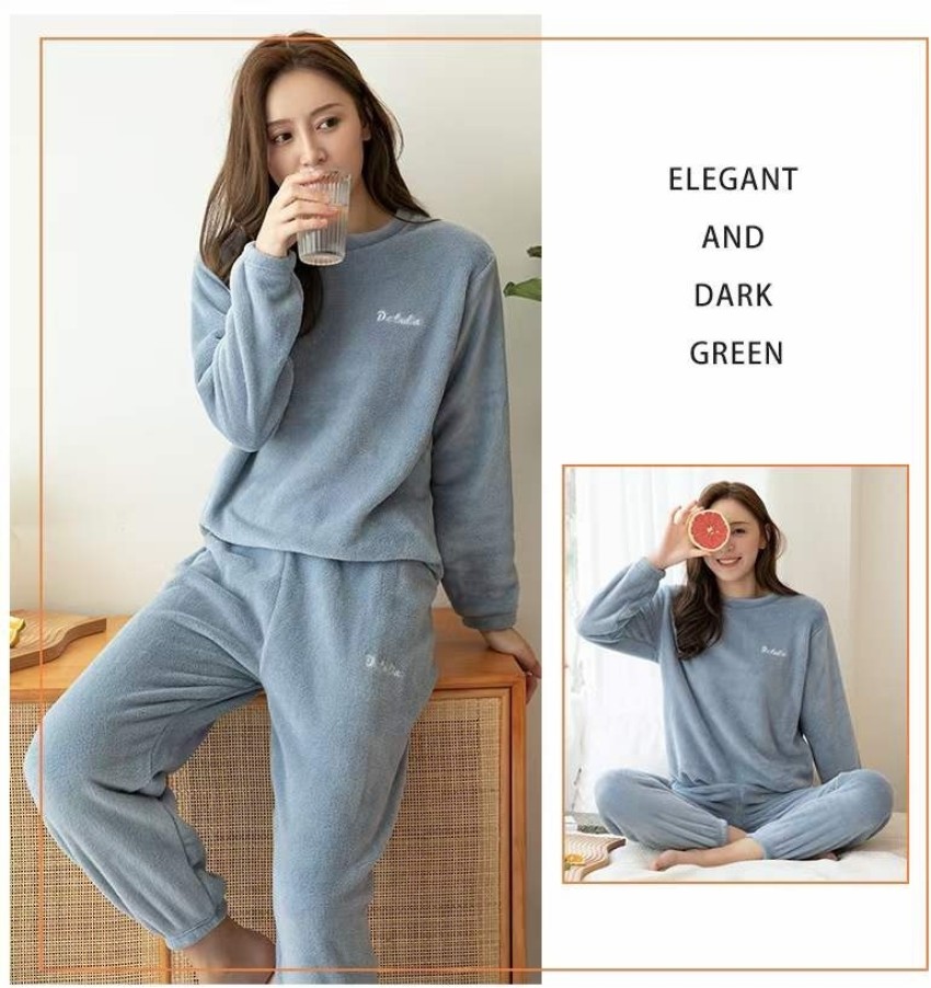 Le C Women Solid Light Blue Top & Pyjama Set Price in India - Buy