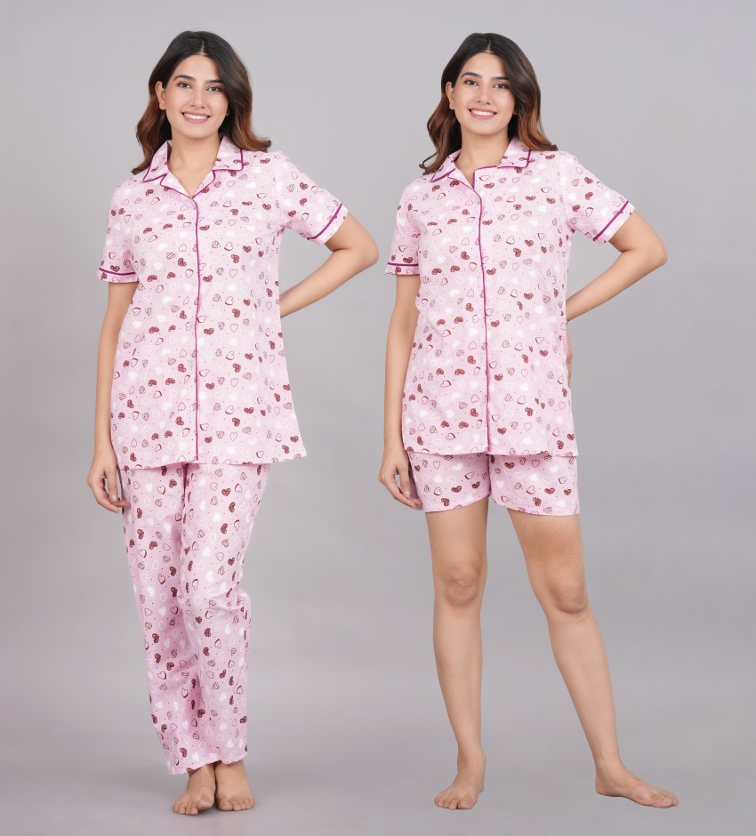 SHREECOLLECTION Women Printed Pink Night Suit Set Price in India - Buy  SHREECOLLECTION Women Printed Pink Night Suit Set at Flipkart.com Night Suit  Set