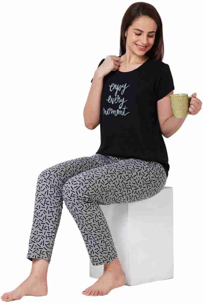 JULIET Women Printed Black Top Pyjama Set Price in India Buy JULIET Women Printed Black Top Pyjama Set at Flipkart Top Pyjama Set