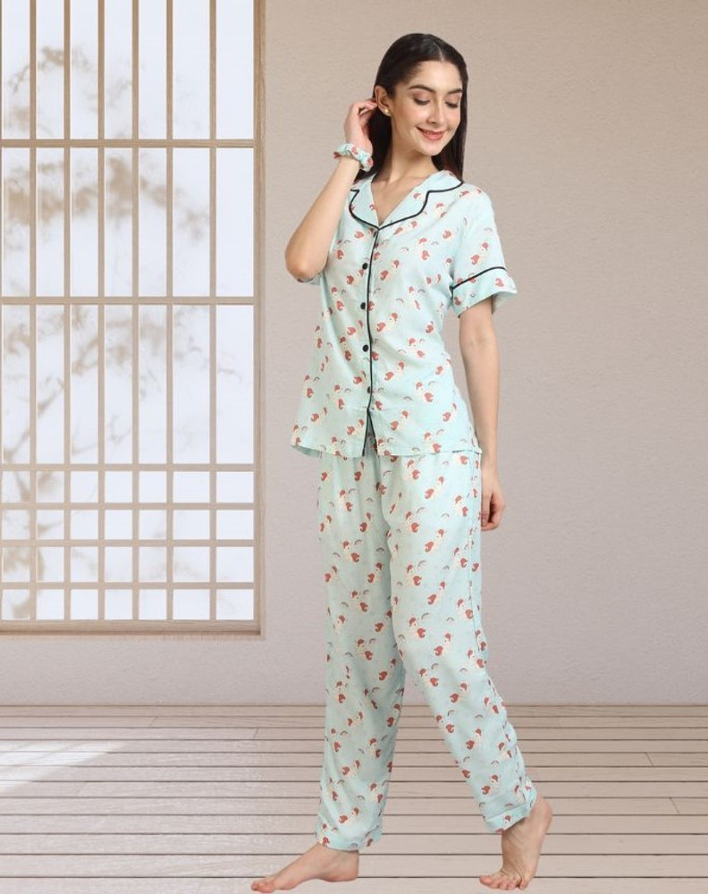 Ucollection Women Printed Light Blue Night Suit Set Price in India Buy Ucollection Women Printed Light Blue Night Suit Set at Flipkart Night Suit Set