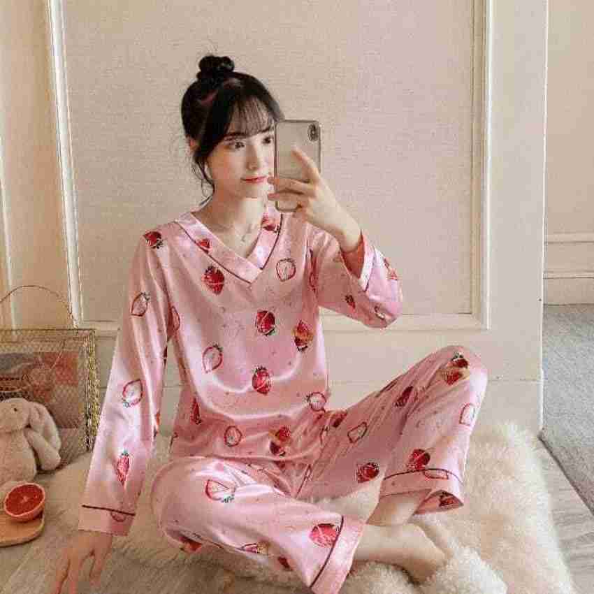 Deevisha Women Printed Pink Night Suit Set Price in India - Buy