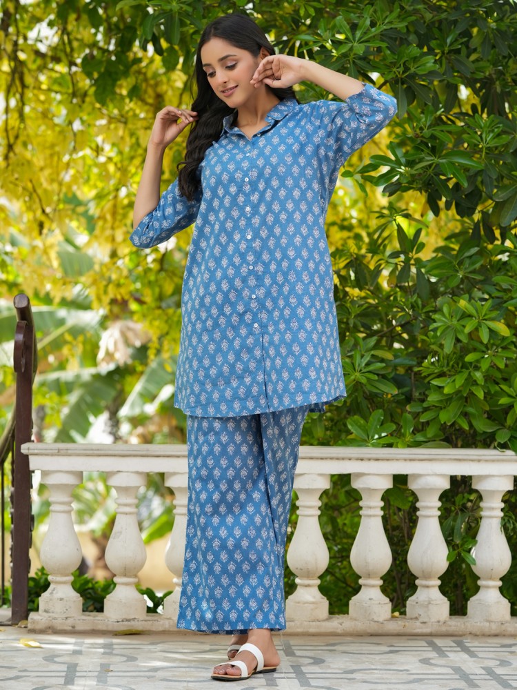 NOAL DESIGNER Women Printed Light Blue Grey Night Suit Set Price in India Buy NOAL DESIGNER Women Printed Light Blue Grey Night Suit Set at Flipkart Night Suit Set