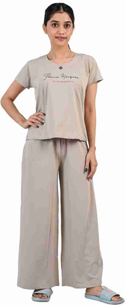 anika s hosiery s Women Solid Printed Beige Night Suit Set Price in India Buy anika s hosiery s Women Solid Printed Beige Night Suit Set at Flipkart Night Suit Set