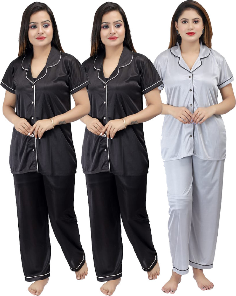 BRAZY Women Solid Multicolor Night Suit Set Price in India Buy